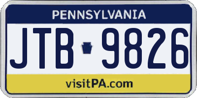 PA license plate JTB9826