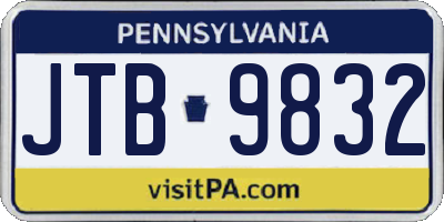 PA license plate JTB9832