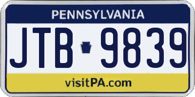 PA license plate JTB9839