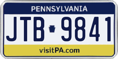 PA license plate JTB9841