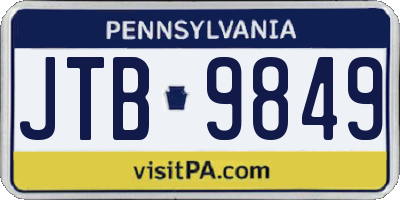 PA license plate JTB9849
