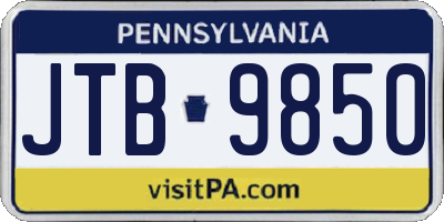 PA license plate JTB9850