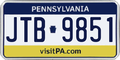 PA license plate JTB9851