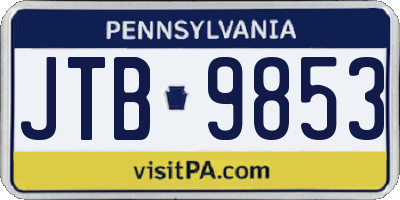 PA license plate JTB9853