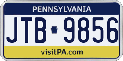 PA license plate JTB9856