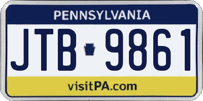 PA license plate JTB9861