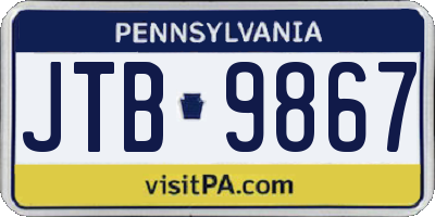 PA license plate JTB9867