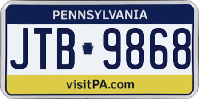 PA license plate JTB9868