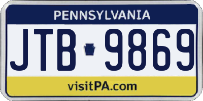 PA license plate JTB9869