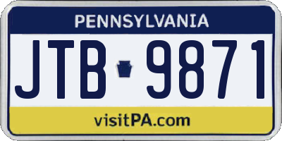 PA license plate JTB9871