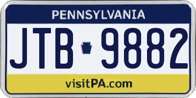 PA license plate JTB9882