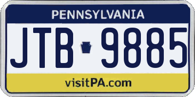 PA license plate JTB9885