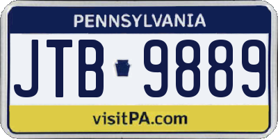 PA license plate JTB9889