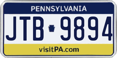 PA license plate JTB9894