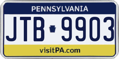 PA license plate JTB9903