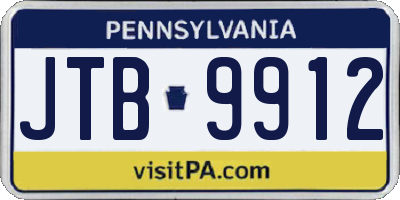 PA license plate JTB9912