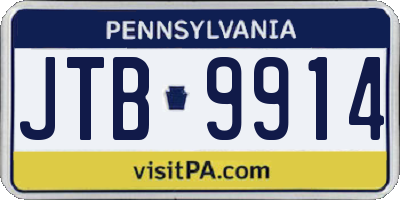PA license plate JTB9914