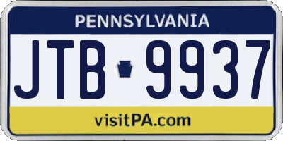 PA license plate JTB9937