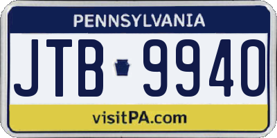 PA license plate JTB9940