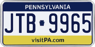 PA license plate JTB9965