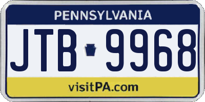 PA license plate JTB9968