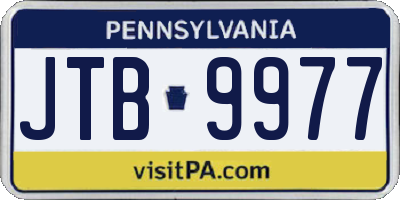 PA license plate JTB9977