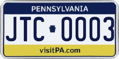 PA license plate JTC0003