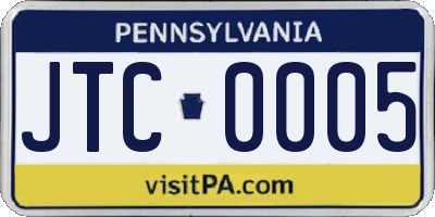 PA license plate JTC0005