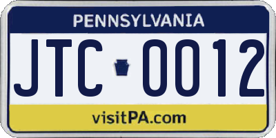 PA license plate JTC0012