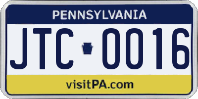 PA license plate JTC0016