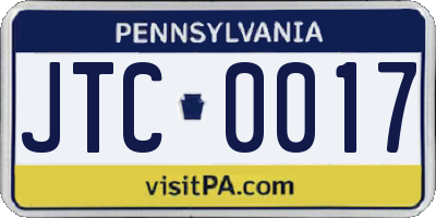 PA license plate JTC0017