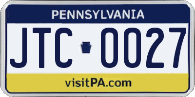 PA license plate JTC0027