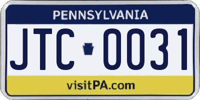PA license plate JTC0031