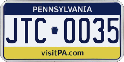 PA license plate JTC0035