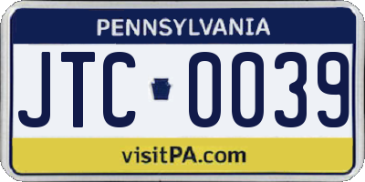 PA license plate JTC0039