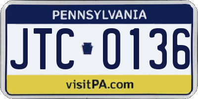 PA license plate JTC0136