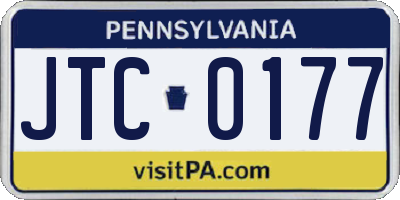 PA license plate JTC0177