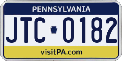 PA license plate JTC0182