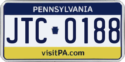 PA license plate JTC0188