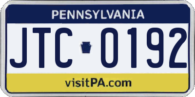 PA license plate JTC0192