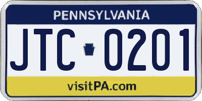 PA license plate JTC0201
