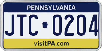 PA license plate JTC0204