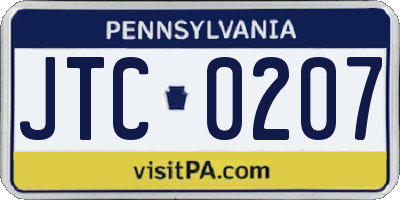 PA license plate JTC0207