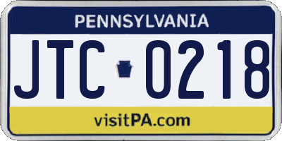 PA license plate JTC0218