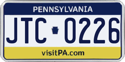 PA license plate JTC0226