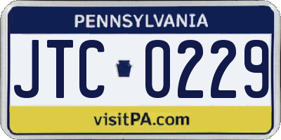 PA license plate JTC0229