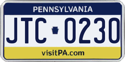 PA license plate JTC0230