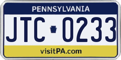 PA license plate JTC0233