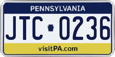 PA license plate JTC0236