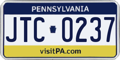 PA license plate JTC0237
